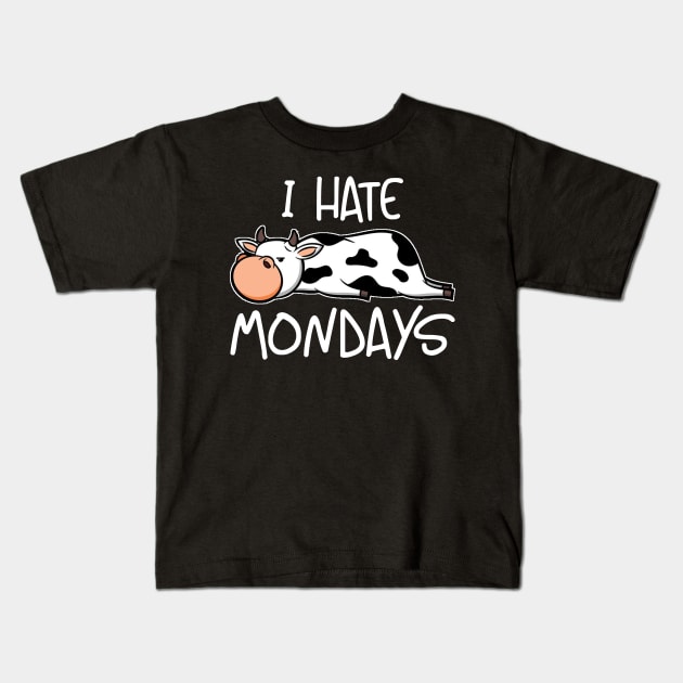 Moday Cute Sleepy Cow I Hate Mondays Farmer Gift Kids T-Shirt by bigD